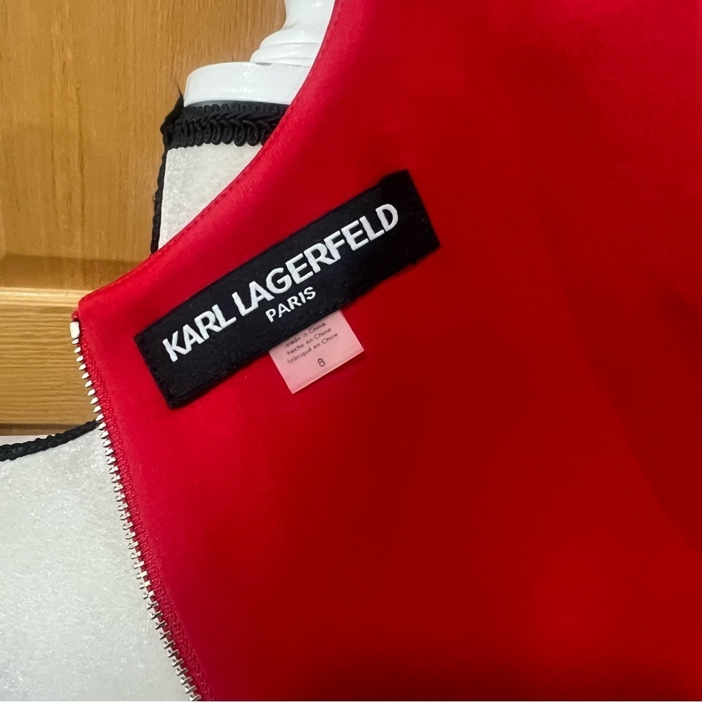 NWT Karl Lagerfeld Paris Red Grommet Scuba Shift Dress Size 8 - Picture 7 of 10